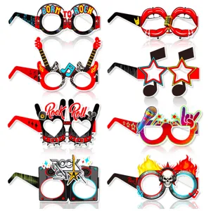Lot de lunettes de fête rock, accessoires photo, fournitures d'anniversaire, 8pcs.