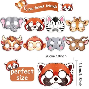 16 piezas mascaras animales bosque dibujos animados fiesta cumpleanos ninos decoracion
