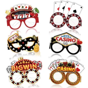 Kasino Thema Geburtstag Party Papier Brille Set 6 lustige Las Vegas Poker Foto Requisiten