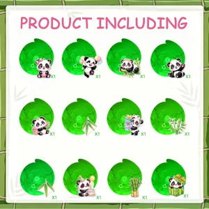 Giant Panda Theme Party Decoration Set with 12 Cute Hanging Swirls and Bamboo Cutouts for Birthday