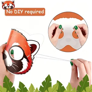 Máscara de papel de panda rojo de la selva para niños con banda elástica, sin bricolaje.