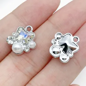 White zirconia clover cross star charm pendant handmade DIY beaded jewelry making accessory