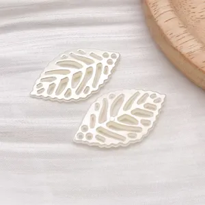 White pearl leaf charms for DIY jewelry making, beautiful handmade bracelet and earring beading accessories.
