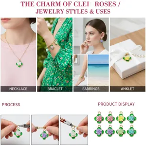 Clover flower drip oil alloy pendant DIY jewelry accessories for necklace bracelet earrings