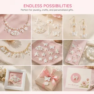 Off-white ABS imitation pearl charms for DIY jewelry making, bracelets, and cute crafts.
