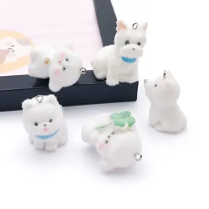 Cute flocked mini animal charms for DIY keychains, bag pendants, and phone straps accessories.