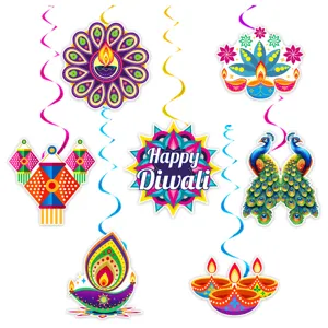 Diwali party hanging decorations swirls set Indian festival of lights party supplies home decor