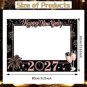 Cadre de photomaton Nouvel An 2027 décoration de fête or rose taille 80x60cm accessoire
