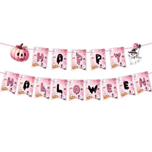 Rosa schwarze Halloween Party Banner Dekoration süße Geist Fledermaus hängende Deko Artikel