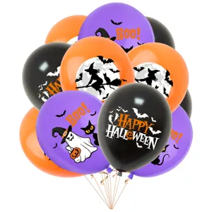 Halloween Party Dekoration Luftballons Set mit gruseligen Hexen Kürbis Mustern für Feiern.
