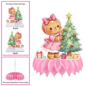 Christmas gingerbread girl honeycomb centerpiece decoration detail view showing front and back.