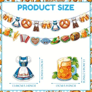 Oktoberfest party hanging banner decoration, traditional German beer festival garland decor.