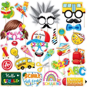 Set di accessori per foto di inizio scuola tedesca decorazioni festa di classe per bambini.