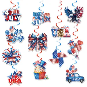Décorations suspendues de fête du jour de l'indépendance spirales patriotiques lot