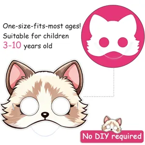 Joli masque de chat de dessin animé pour enfants, idéal pour les fêtes d'anniversaire.