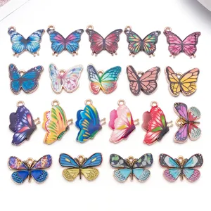Colorful Enamel Butterfly Charms Zinc Alloy Insect Pendants For DIY Necklace Bracelet Earrings Jewelry Making Findings