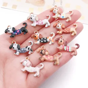 Cute dachshund dog charms enamel metal pendants for diy jewelry making bracelet necklace keychain