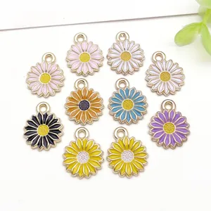 Alloy DIY enamel flower daisy charms pendants for handmade earrings necklaces keychains
