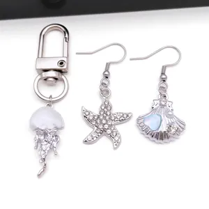 Tema océano aleación plata medusa estrella de mar concha joyería colgante detalle