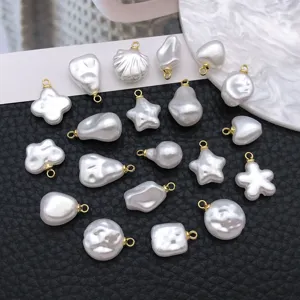 Baroque pearl pendants, irregular white pearl charms for DIY necklaces and jewelry making.