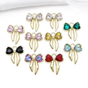 Rhinestone bow alloy jewelry charms DIY handmade bracelet earring pendant detail view