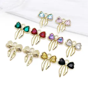 Colorful rhinestone bow alloy charms for DIY handmade bracelets, earrings and jewelry making.