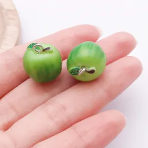 Green apple resin charms pendant for DIY necklace bracelet jewelry making accessories small cute items