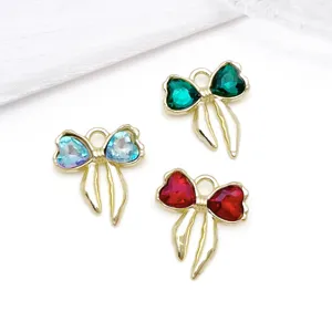 Colorful rhinestone bow alloy jewelry charms diy handmade bracelet pendant accessories