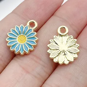 Alloy enamel daisy flower charms pendants DIY jewelry making accessories for earrings necklace bracelets
