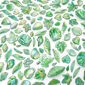 Acrylic AB iridescent green leaf beads mixed styles DIY handmade jewelry earring accessories 50g