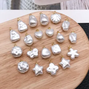 Baroque irregular white pearl pendant DIY necklace earrings key chain jewelry accessories