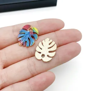 DIY alloy leaf pendant colorful enamel keychain bag charm stylish jewelry accessories
