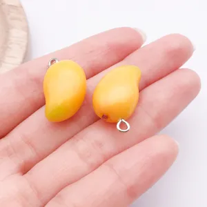 Resin mango charm pendant detail view, perfect for DIY handmade necklaces and bracelets accessories.