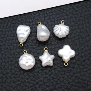 Baroque irregular white pearl pendant charms, DIY necklace and earring jewelry accessories.