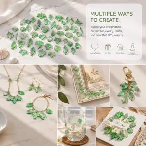 Acrylic AB iridescent green leaf charms beads multi-style DIY jewelry making craft supplies