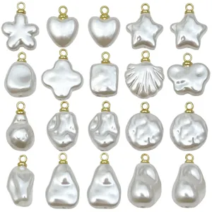 Baroque irregular white pearl pendant charms DIY necklace earrings jewelry accessories hot sell