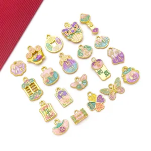 Ancient gold enamel koi coin charms pendant wholesale, Chinese style alloy jewelry DIY parts.