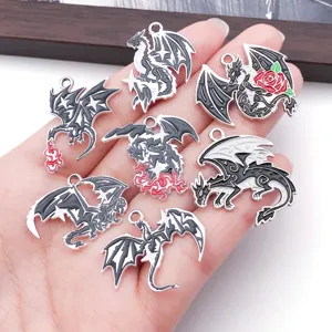 Pendentifs dragon gothique en alliage émaillé DIY bijoux boucles d'oreilles collier