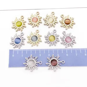 Zinc alloy sun cat eye stone pendants diy jewelry making necklace charms accessories