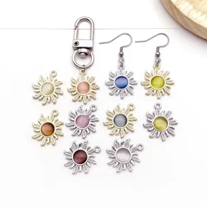 Zinc alloy cat's eye stone sun pendants DIY earrings keychain jewelry making accessories