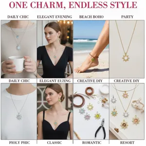 Zinc alloy sun cat eye stone pendants DIY necklace jewelry making accessories set
