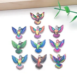 Zinc Alloy Colorful Drop Oil Hummingbird Charms DIY Pendant For Bracelet Necklace Jewelry Making Accessories