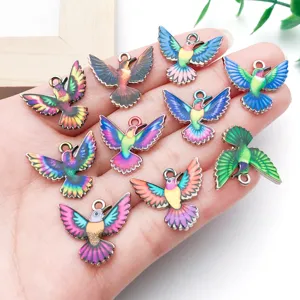 Colorful enamel hummingbird alloy charms for DIY handmade bracelets, necklaces and keychains.