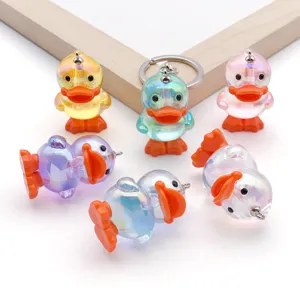 Cute transparent UV iridescent acrylic duck keychain pendants DIY jewelry accessories set