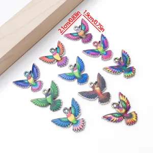 Colorful Enamel Hummingbird Alloy Charm Pendants for DIY Bracelet Necklace Jewelry Making