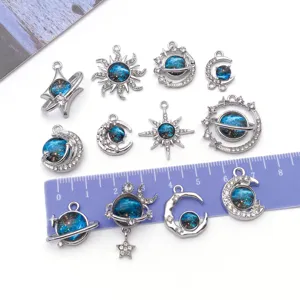 Planeten maan ster hangers strass steentjes DIY sieraden accessoires voor ketting oorbellen.
