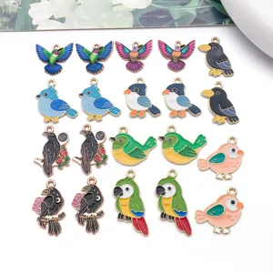 DIY alloy enamel bird charms cute animal pendants for handmade earrings necklaces keychains