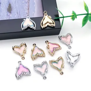 Kristal glas vissenstaart legering hanger DIY sieraden accessoires sprankelende strass.