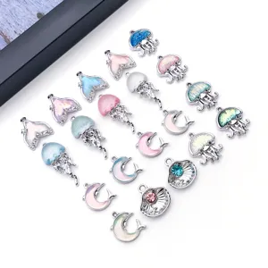 Ozean Quallen Meerjungfrau Schwanz UV Glas Anhänger für DIY Schmuckherstellung Ohrringe Armbänder