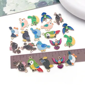 DIY enamel bird charms alloy metal cute animal pendants for handmade earrings necklaces bracelets